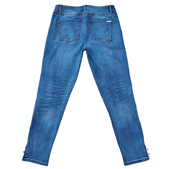 Split Hem Jeans WHBM Size 6 Crop Mid Rise Stretch Denim Cropped Skinny Pearl - Picture 10 of 10